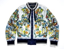 Auth Men's DOLCE & GABBANA Majolica Baroque Printed Nylon Bomber Jacket - 48 S/M