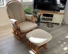 Nursery Dutailier Glider Rocking Chair & Matching Footstool Locking Feature SO30