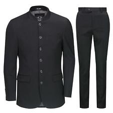 B14 - Mens 3 Piece Chinese Grandad Collar Suit Fitted Nehru Jacket Wedding Party