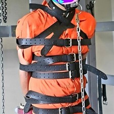 8 Pcs Real Leather Bondage Straps BDSM Full Body Harness Restraint Belts