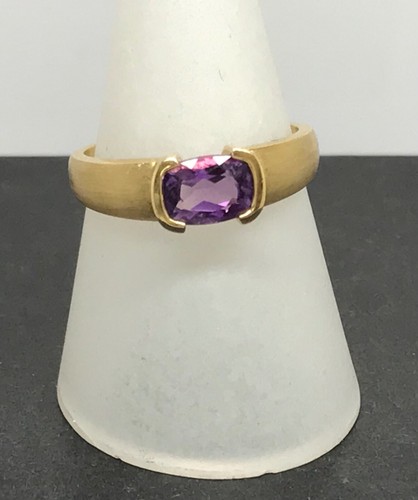 Amethyst cushion ring - amethyst,