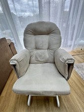 Kub “Chatsworth” Nursing Chair & Footstool - White Wood / Cappuccino Fabric