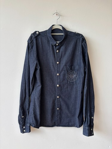Balmain paris denim shirt blue - balmain,