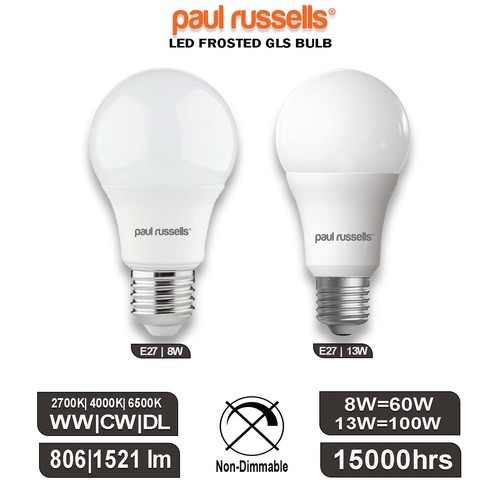 60w 13w 100w led gls - 8w=60w, es/e27