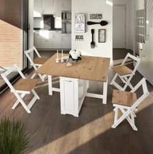 Santos Folding Space Saving Butterfly Dining Table With 4 Chairs Set