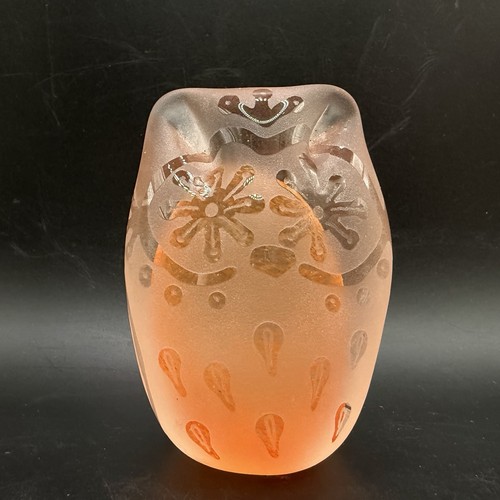 Owl glass frosted - glass, orange