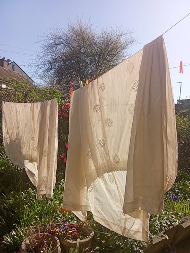 Pair vintage beige sheer - beige,