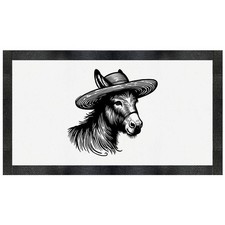 'Donkey Wearing A Straw Hat' Pet Feeding Mat (PM00024306)