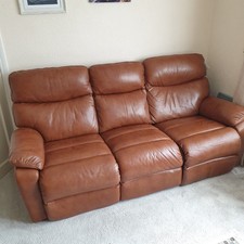 brown leather 3 piece suite
