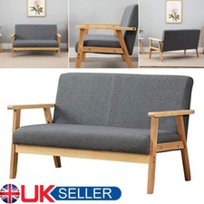 2 Seater Sofa Wood Frame Linen