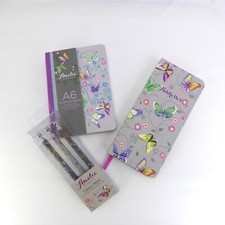 Butterfly Note Book + 3 Ball Point Pens + Address Book Collection WHSmith Amelie