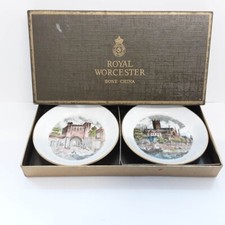 Vintage Set of 2 Royal Worcester Kay Co Fine Bone China Trinket Pin Dishes Boxed