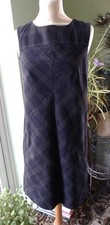 NEXT TAILORING SHIFT DRESS/PINAFORE DRESS SIZE UK 8 - NAVY BROWN TARTAN/ARGYLE