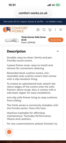 Comfort works beige - sofa, cover