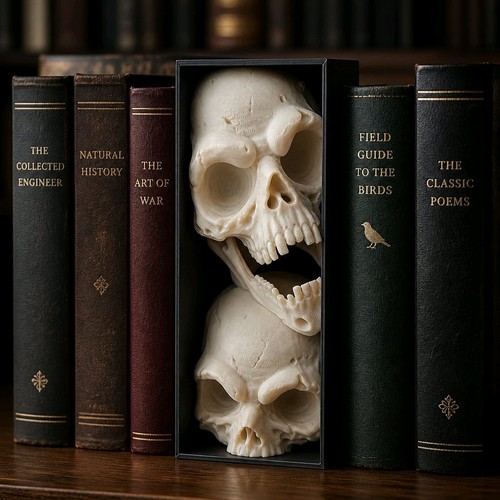 Gothic skulls book nook - book,