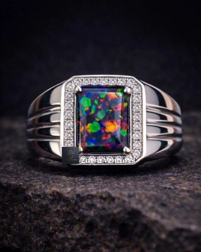 Black opal pendant 925 - black,
