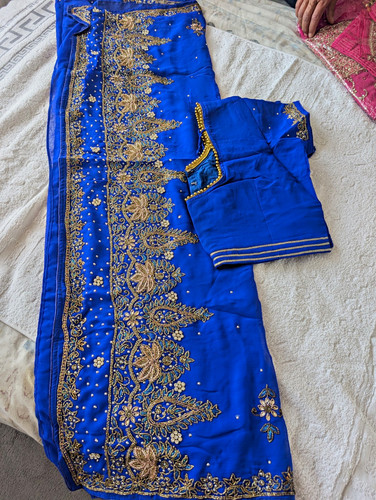 Women blue silk - women’s, saree