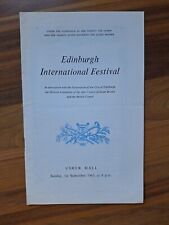 Edinburgh International Festival Usher Hall Theatre Programme 1963
