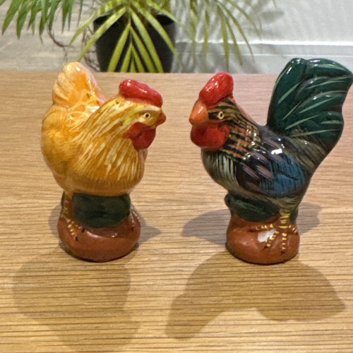 Pair ceramic rooster - of,