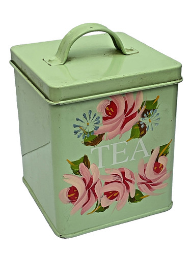Decorative metal tea - decorative, canister