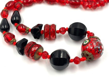 Vintage Red Millefiori & Black