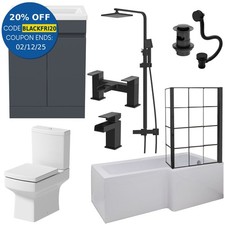Complete Bathroom Suite 1700 L Shape Shower Bath LH/RH Screen Basin Toilet Taps