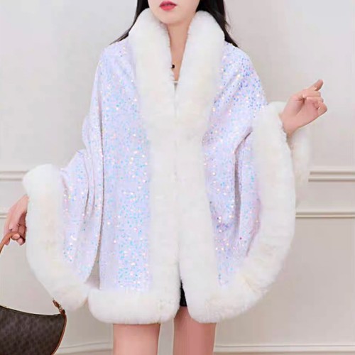 Colour faux fur shawl - colour, coat