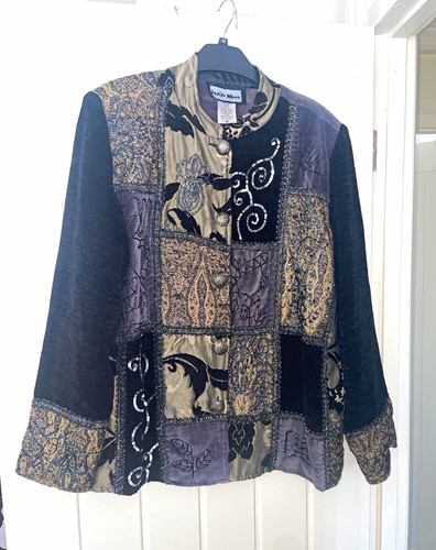 Indigo moon patchwork jacquard - moon,