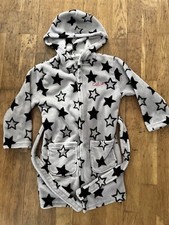 Boys Grey Velour Hooded Dressing Gown Age 4-5 Years Personalised Callum