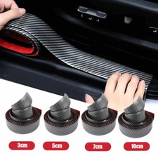 Black Car Sticker Carbon Fiber Rubber Door Sill Protector Edge Guard Strip 1M