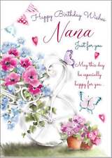 Doodlecards Nana Birthday Card Garden Wheelbarrow Bouquet