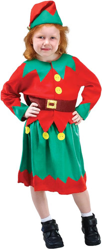 Girls elf costume santa - girls,