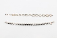 Old Florence Sterling Silver Bracelets Beaded Geometric Link x 2 (25g)