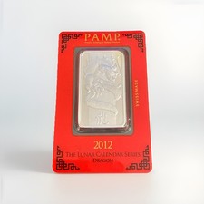 2012 PAMP Lunar Year Of The Dragon 1 oz .999 Silver Bullion Bar In Factory TEP