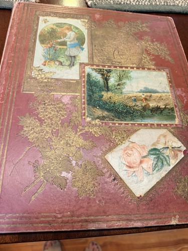 Antique scrapbook with - antique,