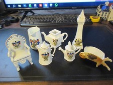 7 items crested china souvenir