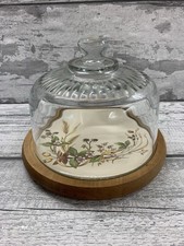 Marks & Spencer Harvest Glass & Wooden  Cheese Dome Vintage