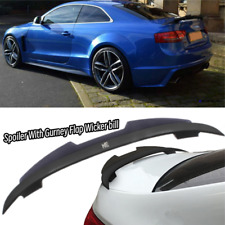 FOR AUDI A5 S5 8T3 COUPE GLOSS BLACK BOOT SPOILER WING + GURNEY FLAP WICKER BILL