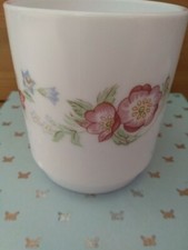 Arcopal. White Milky Glass Mug. Pink and Blue Flowers. Rare And Collectable.
