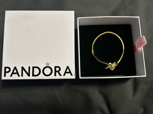 Pandora gold heart bar snake - pandora, t-bar