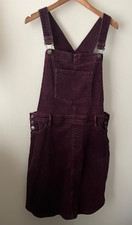 M&Co Dress Size 14 Purple Cord Pinafore Dunagree Casual