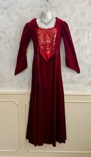 LAUGHING VAMPIRE Burgundy Red Corset Medieval Whimsy Gothic Costume Dress 8/10