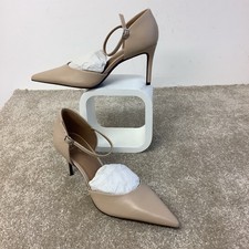 Ladies Next Forever Comfort Beige Leather Pointed Toe Strap Heel Shoes UK 5.5