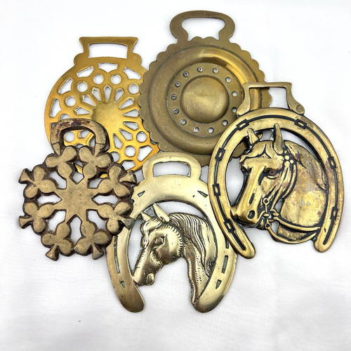 Brass horse medallion - horse, antique