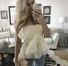 Zara Organza Flower Top Sz L