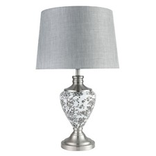 Table Lamp Hepburn Large Ceramic Grey Linen Shade Black Printed Finish 58cm