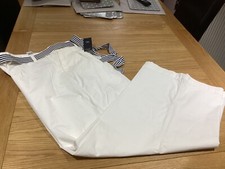 LADIES  NEW M & S SIZE 20L WHITE WIDE LEGGED STRETCH  COTTON TROUSERS +TIE BELT