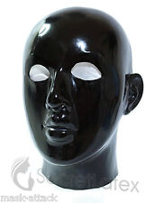 LATEX BLACK RUBBER GUMMI HOOD FULL HEAD GIMP FETISH ANATOMICAL FEMALE MASK