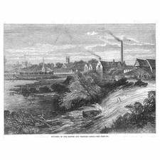 Bursting the Banks of the Napton and Warwick Canal - Antique Print 1869