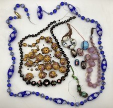 Vintage Strings Of Murano Glass Beads. One Wedding Cake String and Loose Beads.